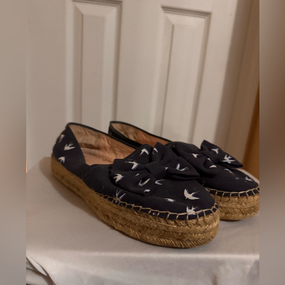 Kate Spade Black Espadrilles with Bird Design